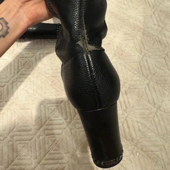 Black Leather  Knee High Heeled Boots, Michael Kors, Size 7 - Picture 7 of 10